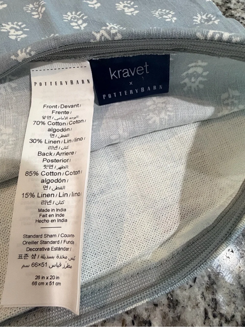 Pottery Barn Blue and White Arboretum Petite Floral Sham